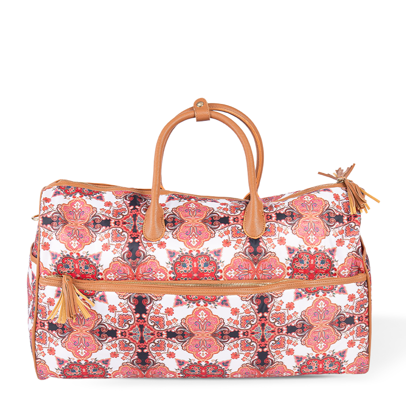 Tropical Style Metal Double-Zipper Travel Tote Bag