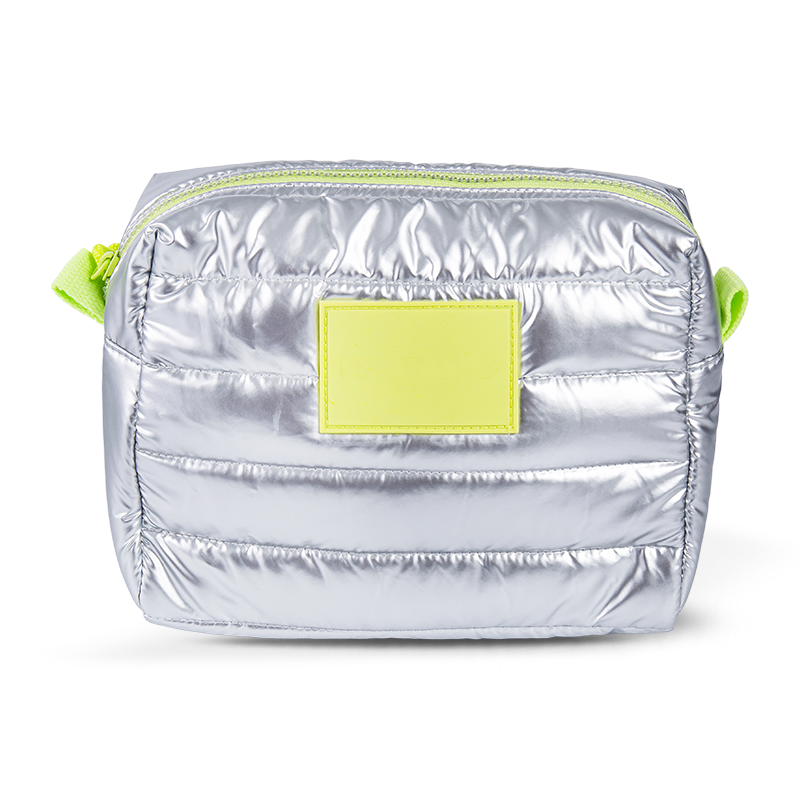 Various padded hand-held toiletries bags