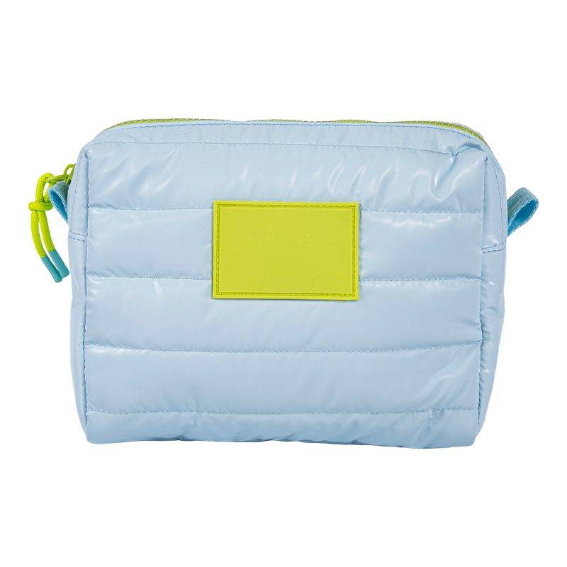 Various padded hand-held toiletries bags