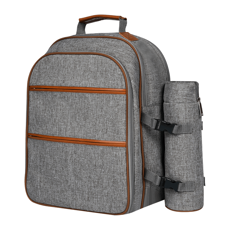 Classic Style Picnic Backpack Set, Suitable for 4 Insulated Refrigeration Rooms, Wine Bottle Racks, Wool Blankets, Tableware, Food Packaging