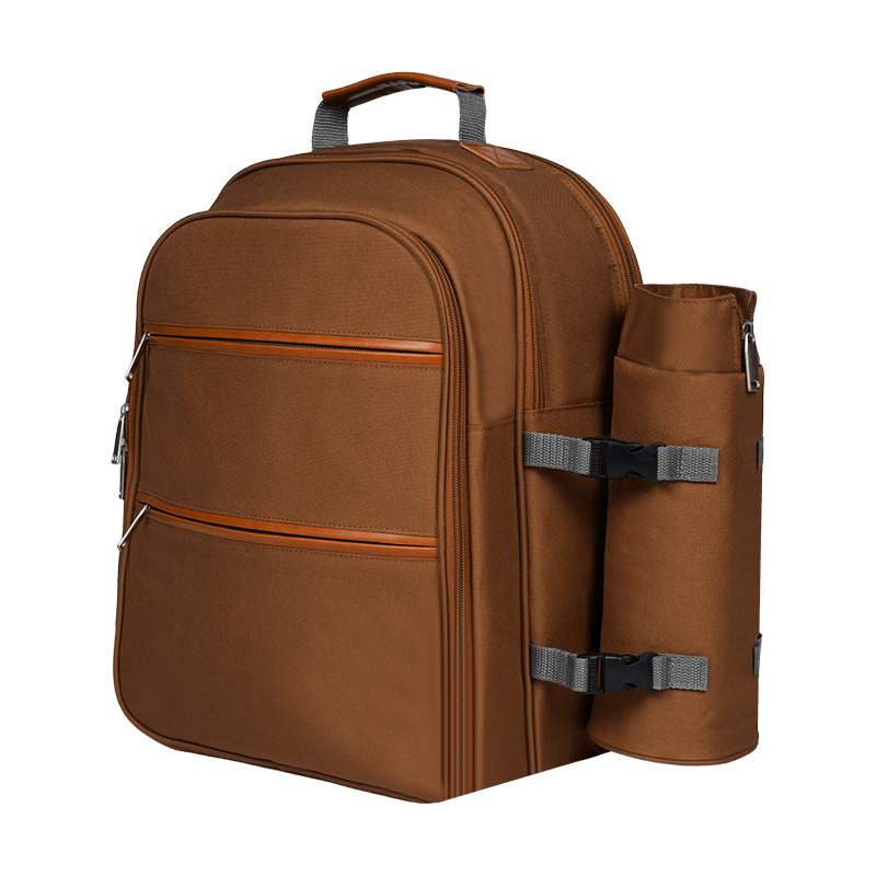Classic Style Picnic Backpack Set, Suitable for 4 Insulated Refrigeration Rooms, Wine Bottle Racks, Wool Blankets, Tableware, Food Packaging