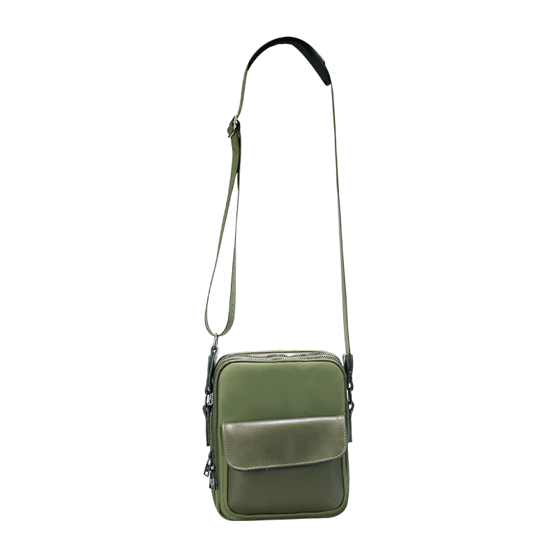 Customized LOGO Retro Bag Zipper Travel Men's PU Leather Shoulder Bag