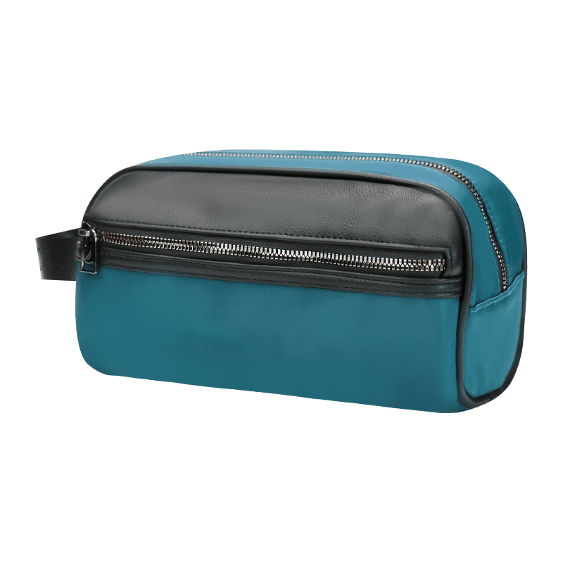 Customized logo soft PU leather contrast zipper travel wash bag for men and women fashion bag waterproof storage bag large capacity