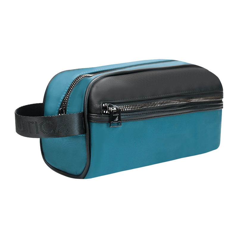 Customized logo soft PU leather contrast zipper travel wash bag for men and women fashion bag waterproof storage bag large capacity