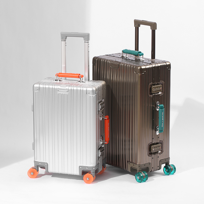 All-Aluminum-Magnesium Alloy Trolley Case With Universal Wheels, Retro Travel Suitcase For Men And Women, Carry-On Luggage